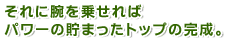 それに腕を乗せればパワーの貯まったトップの完成